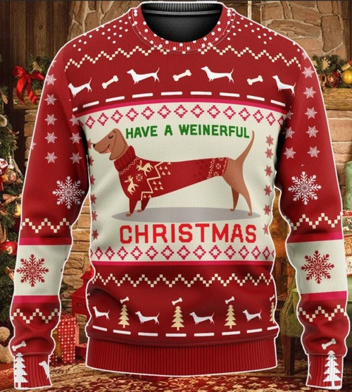 Lovely Funny Dog Have A Weinerful Christmas Gift For Christmas Ugly Christmas Sweater
