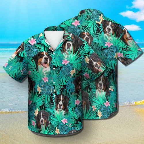 Bernese Mountain Dog And Flower Summer Leaves Hawaii Hawaiian Shirt