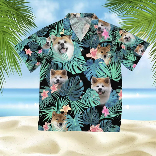Akita Dog And Flower Summer Leaves Hawaii Hawaiian Shirt