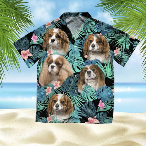 Cavalier King Charles Spaniel Dog With Flower Summer Leaves Hawaii Hawaiian Shirt
