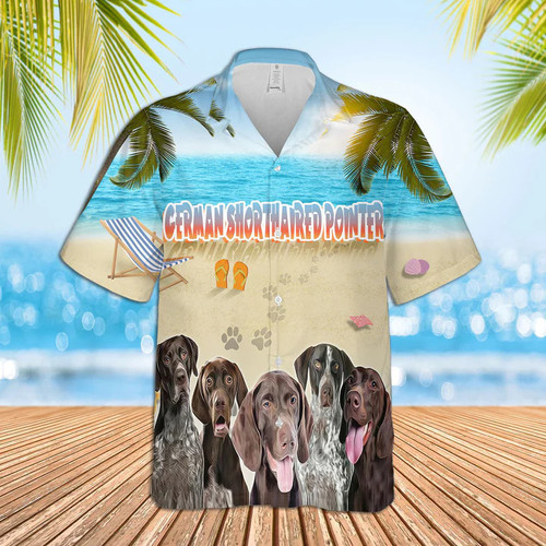 A Bunch Of Beach German Shorthaired Pointer Dog Hawaii Hawaiian Shirt