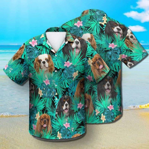 King Charles Spaniel Dog And Flower Summer Leaves Hawaii Hawaiian Shirt