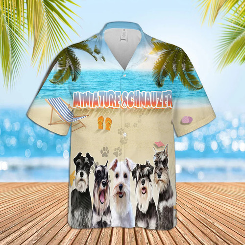 A Bunch Of Beach Miniature Schnauzer Dog Hawaii Hawaiian Shirt