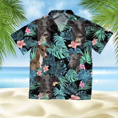 Greyhound Dog With Flower Summer Leaves Hawaii Hawaiian Shirt