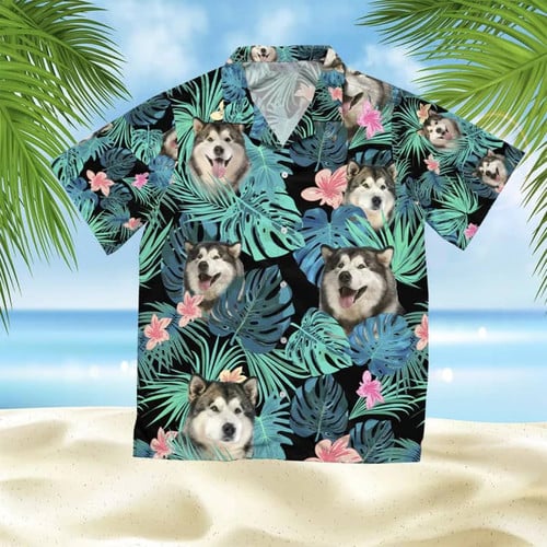 Alaskan Dog And Flower Summer Leaves Hawaii Hawaiian Shirt