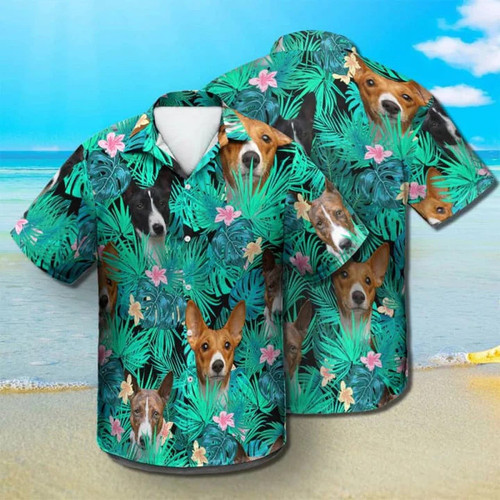 Basenji Dog And Flower Summer Leaves Hawaii Hawaiian Shirt