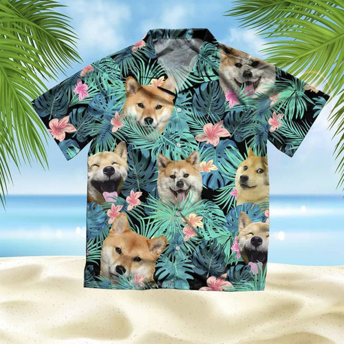 Shiba Inu Dog With Flower Summer Leaves Hawaii Hawaiian Shirt