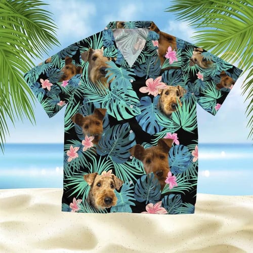 Airedale Terrier Dog And Flower Summer Leaves Hawaii Hawaiian Shirt