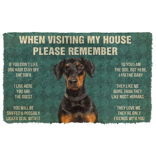 When Visitng My House Please Remember Doberman Dog's House Rules Doormat Gift Christmas Home Decor