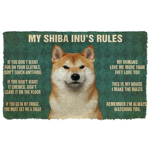 My Shiba Inu's Rules In My House Doormat Gift Christmas Home Decor