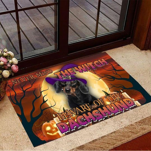 Halloween Never Mind The Witch Beware Of Dachshund Doormat Gift Christmas Home Decor
