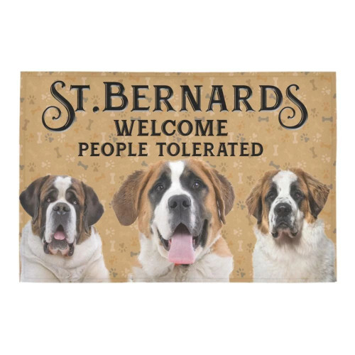 ST Bernards Welcome People Tolerated Doormat Gift Christmas Home Decor