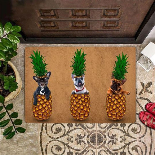 Frenchies Bulldog Lover Pineapple Gift For French Doormat Gift Christmas Home Decor
