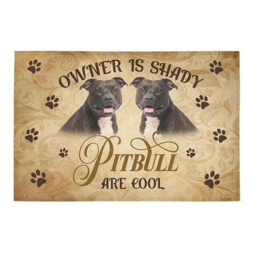 Owner Is Shady Pitbull Are Cool Doormat Gift Christmas Home Decor