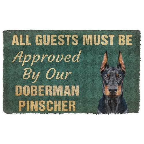 All Guests Must Be Approved By Our Doberman Pinscher Dog Doormat Gift Christmas Home Decor