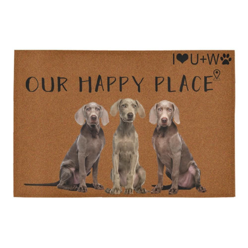 I Love You Weimaraner Our Happy Place Doormat Gift Christmas Home Decor