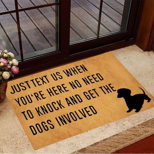 Dachshund Just Text Us When You're Here Funny Dog Doormat Gift Christmas Home Decor