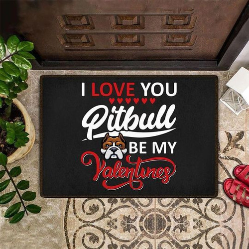 Valentines I Love You Pitbull Be My Valentine Doormat Gift Christmas Home Decor