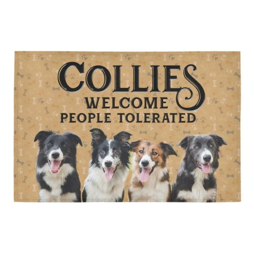 Border Collies Welcome People Tolerated Doormat Gift Christmas Home Decor