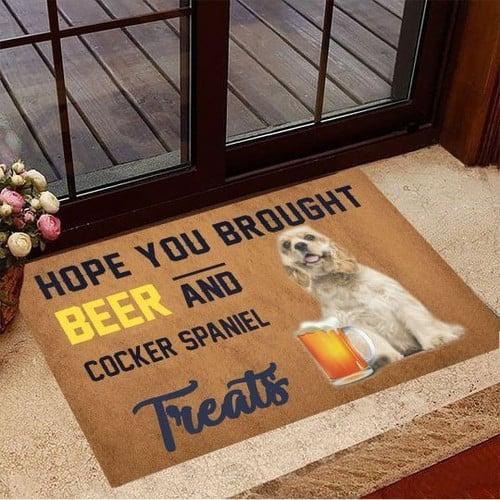 Hope You Brought Beer And Cocker Spaniel Treats Doormat Gift Christmas Home Decor