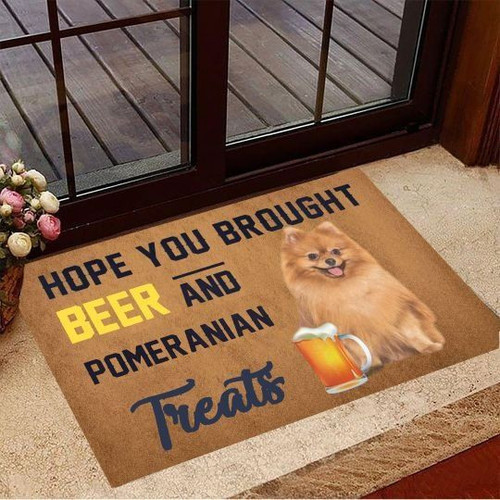 Hope You Brought Beer And Pomeranian Treats Doormat Gift Christmas Home Decor