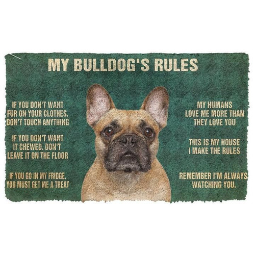 Bulldog's Rules Doormat Gift Christmas Home Decor