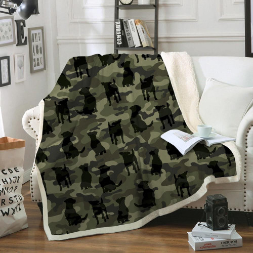 Jack Russell Army Design Fleece Sherpa Throw Blanket