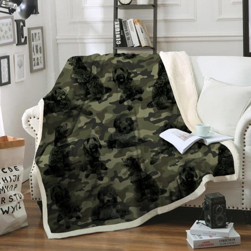 Goldendoodle Camo Great Army Patterns Fleece Sherpa Throw Blanket