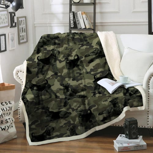 Airedale Terrier Army Design Fleece Sherpa Throw Blanket
