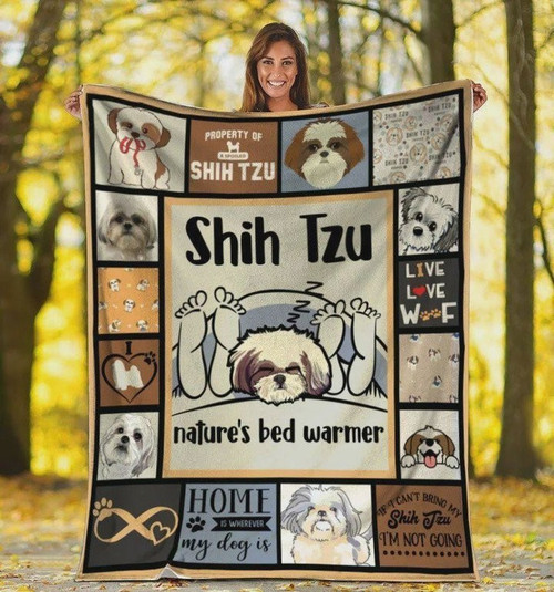 Shih Tzu Nature's Bed Warmer Background Fleece Sherpa Throw Blanket