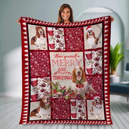 Basset Hound Merry Little Christmas Blanket Christmas Blanket Christmas Throw Blanket Best Gift For Dog Lovers Fleece Sherpa Throw Blanket