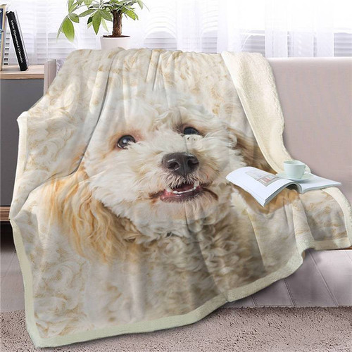 Poodle Blanket Dogs Face Blanket Best Sherpa Throw Blanket Best Gift For Dog Lovers Fleece Sherpa Throw Blanket