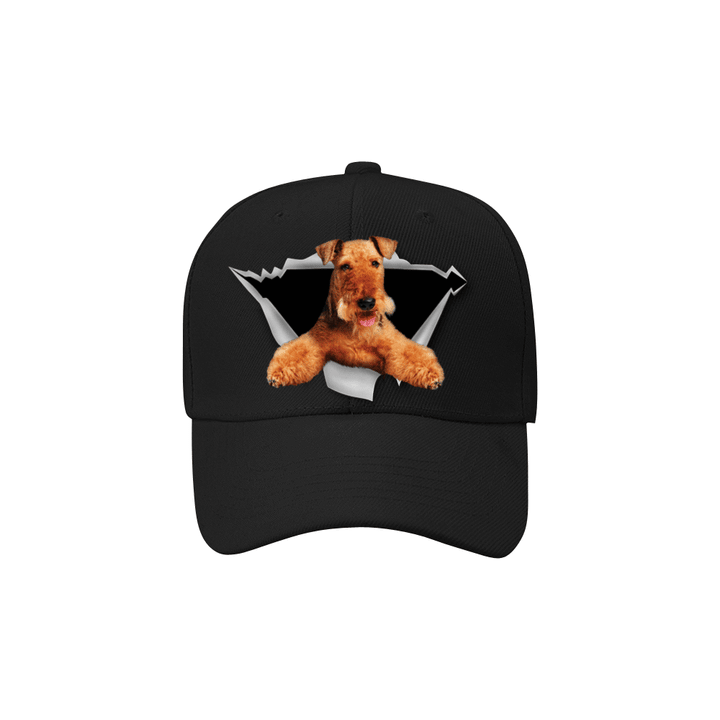 Great Airedale Terrier Fan Club Black Color Torn Frame Baseball Cap Classic Hat Men Woman Unisex