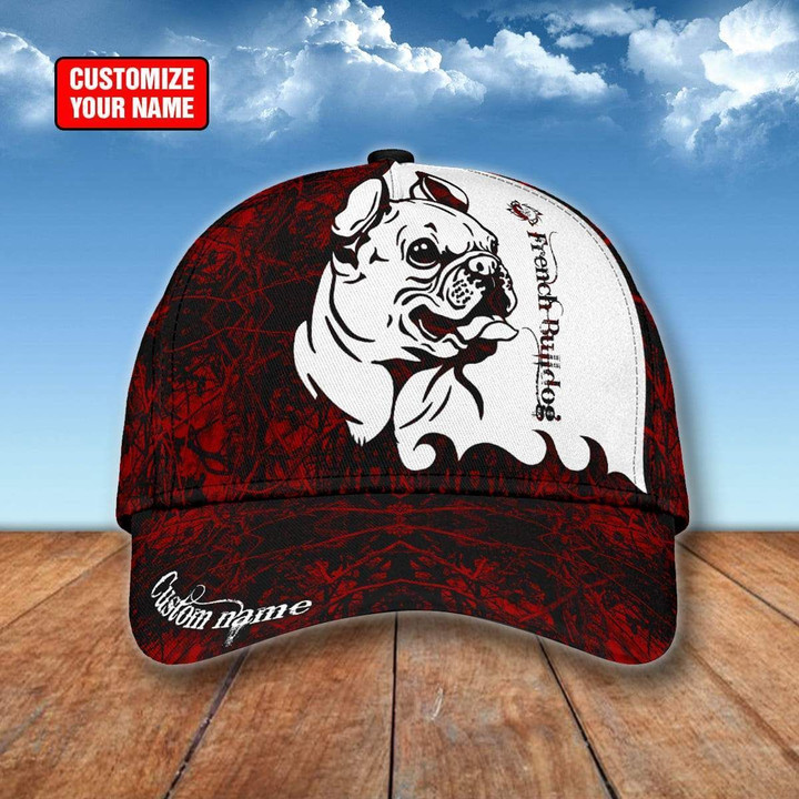 Personalized Playful French Bulldog On Red Background Custom Baseball Cap Classic Hat Men Woman Unisex