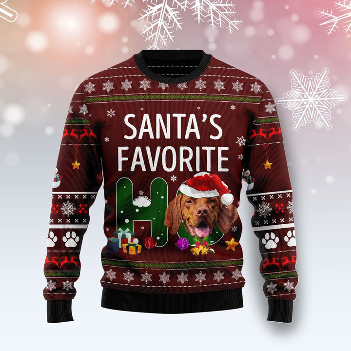 Merry Xmas Vizsla Santa‘s Favorite Ho Awesome Gift For Christmas Ugly Christmas Sweater