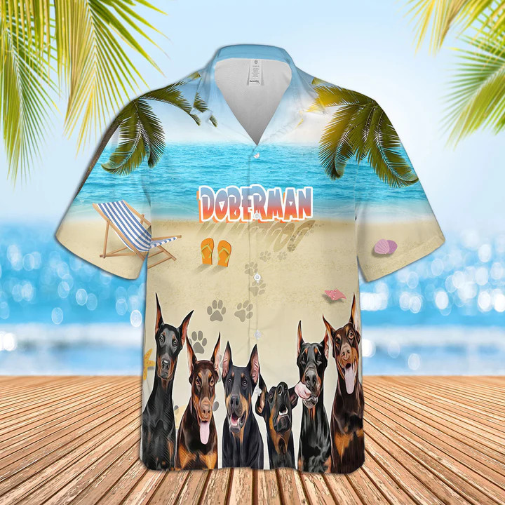 A Bunch Of Beach Doberman Dog Hawaii Hawaiian Shirt