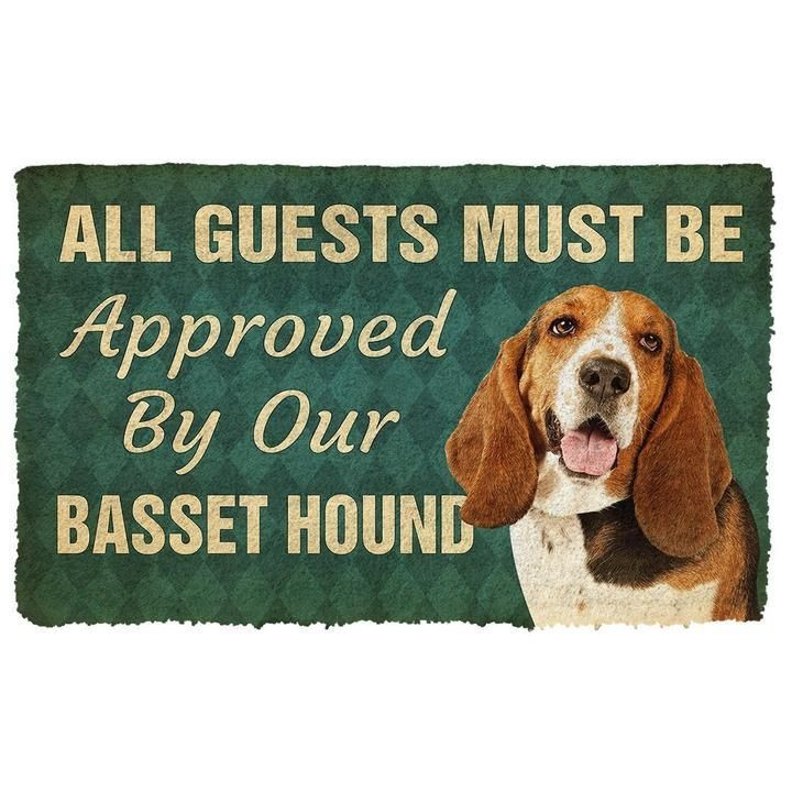 All Guests Must Be Approved By Our Basset Hound Pinscher Dog Doormat Gift Christmas Home Decor