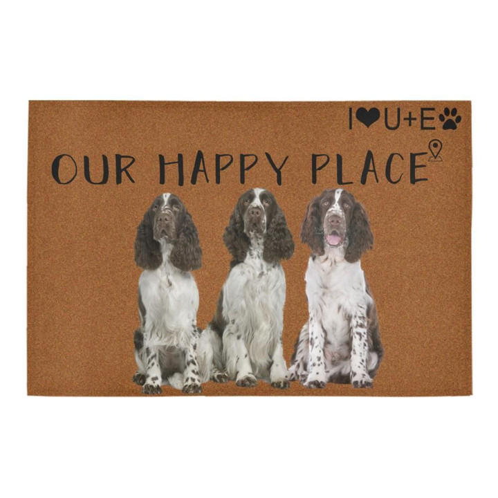 I Love You English Springer Spaniel Our Happy Place Doormat Gift Christmas Home Decor