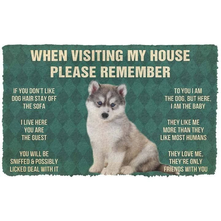 When Visitng My House Please Remember Husky Puppy Dogs House Rules Doormat Gift Christmas Home Decor