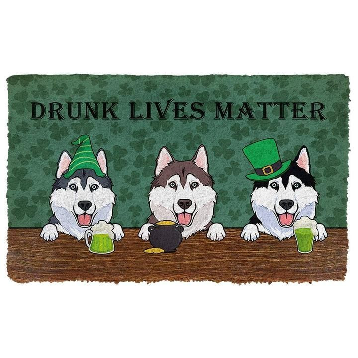 Husky Drunk Lives Matter Doormat Gift Christmas Home Decor