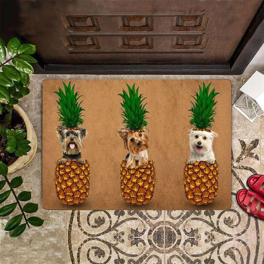 Cute Yorkshire Pineapple Welcome Home Doormat Gift Christmas Home Decor