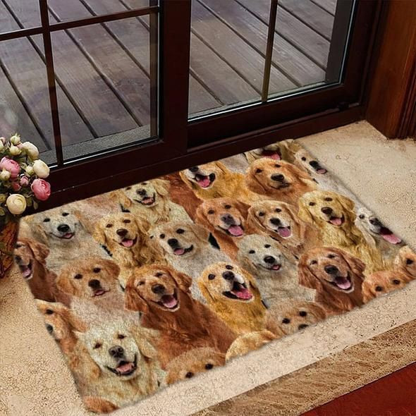 A Bunch Of Golden Retrievers Full Face Doormat Gift Christmas Home Decor