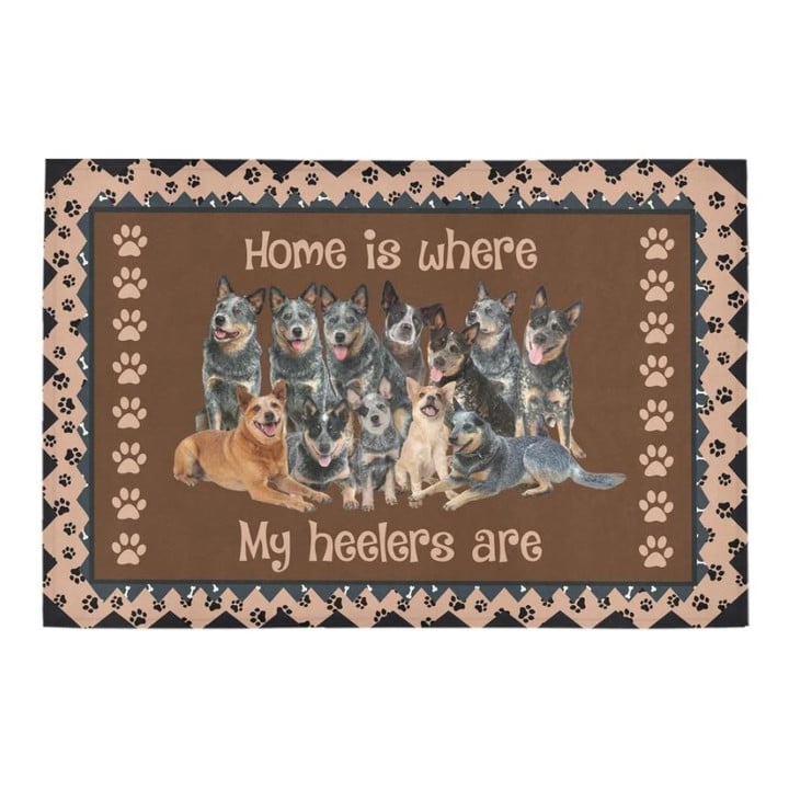 Home Is Where My Heelers Are Doormat Gift Christmas Home Decor