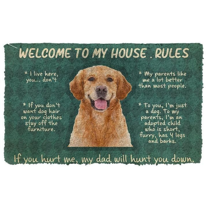 Golden Retriever Welcome To My House Rules Doormat Gift Christmas Home Decor
