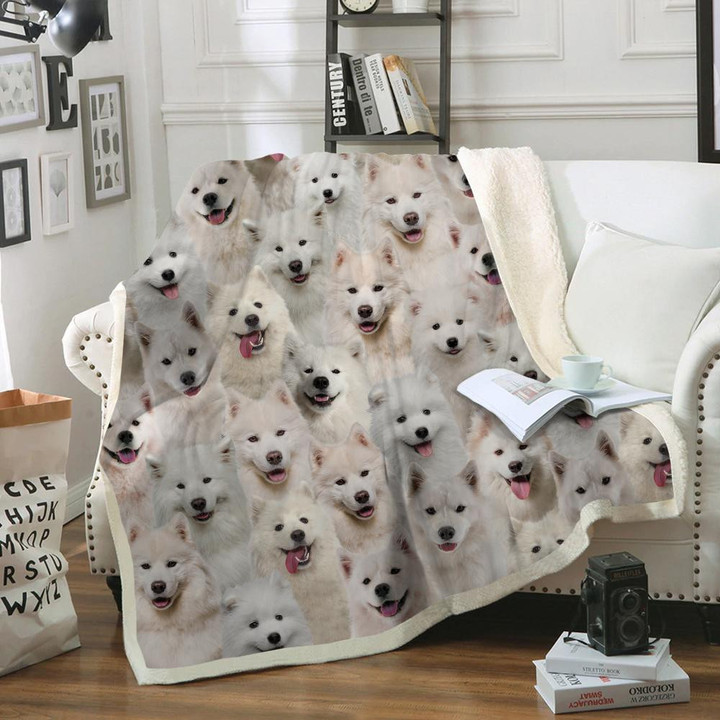 You Will Have A Bunch Of Samoyeds Fleece Sherpa Throw Blanket