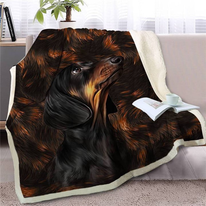 Dachshund Blanket, Dogs Face Blanket, Best Sherpa Throw Blanket, Best Gift For Dog Lovers.