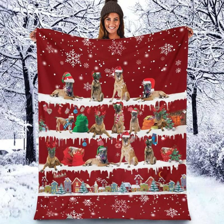 Belgian Malinois Christmas Blanket - Best sherpa throw blanket, christmas throw blanket, best gift for dog lovers.