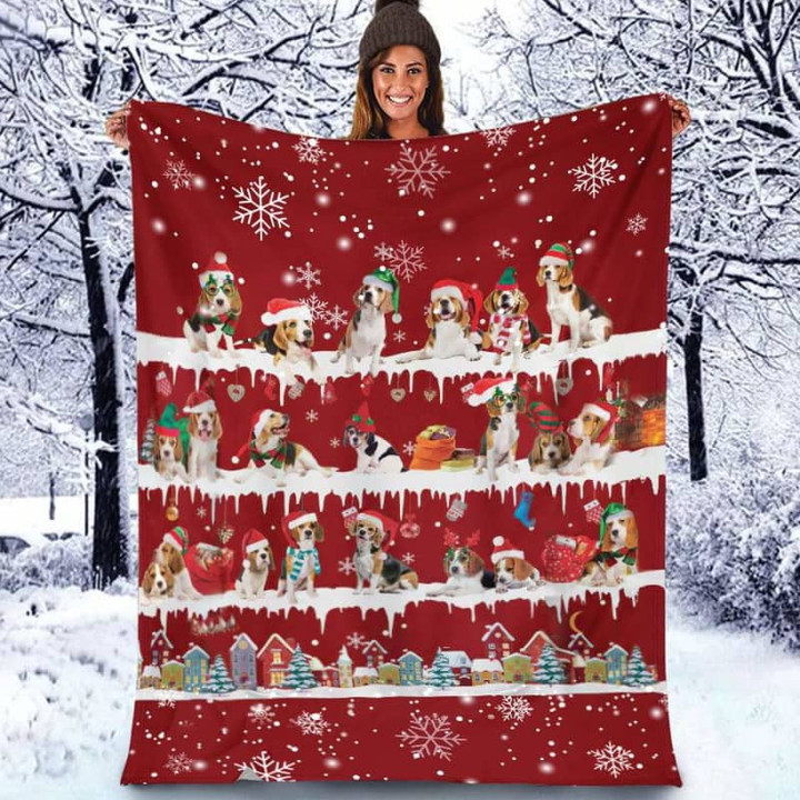 Beagle Christmas Blanket - Best sherpa throw blanket, christmas throw blanket, best gift for dog lovers.