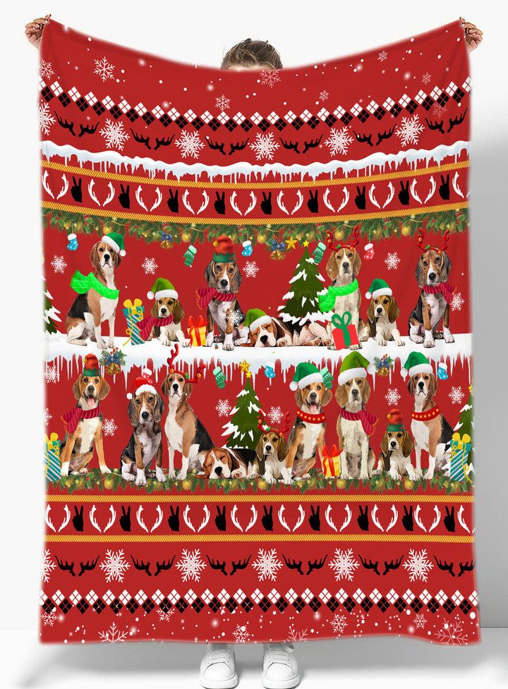 Beagle Christmas Blanket - Christmas blanket, christmas throw blanket, best gift for dog lovers.