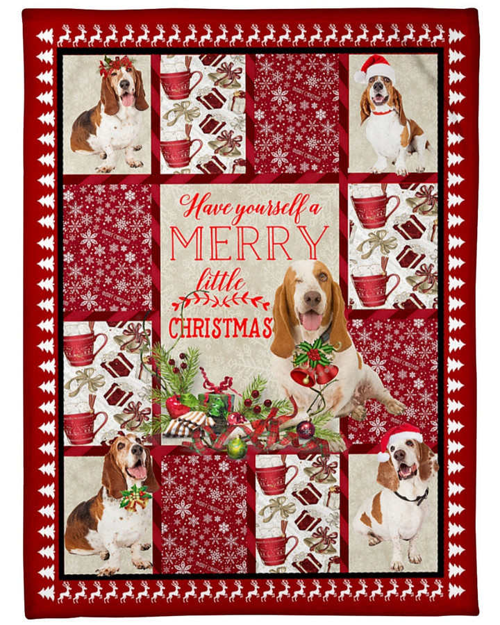 Basset Hound Merry Little Christmas Blanket - Christmas blanket, christmas throw blanket, best gift for dog lovers.